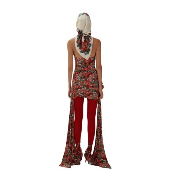 MAGDA BUTRYM KEYHOLE HALTER TOP IN RED FLORAL PRINT - Image 4