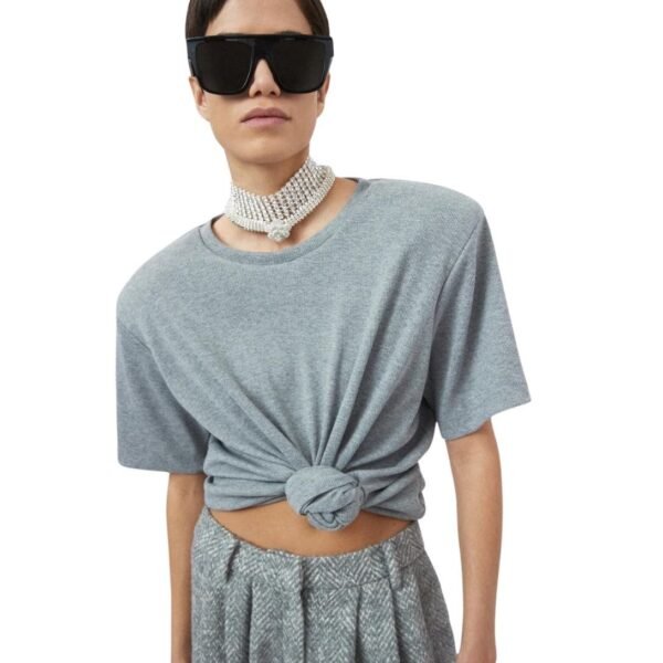 MAGDA BUTRYM KNOTTED T SHIRT IN GREY - Image 5