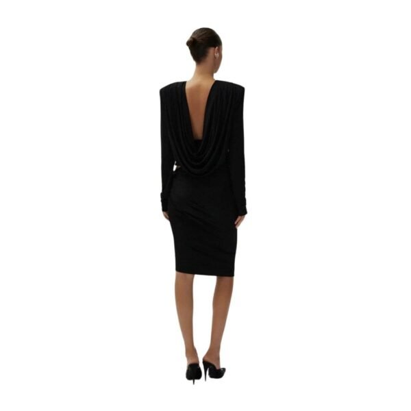 MAGDA BUTRYM LONG SLEEVE DRAPED JERSEY BLOUSE IN BLACK - Image 4