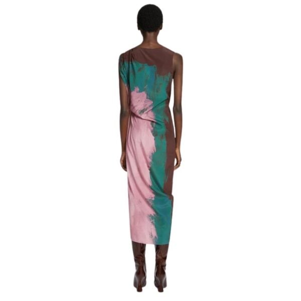 DRIES VAN NOTEN PRINTED DRAPED DRESS PINK - Image 4