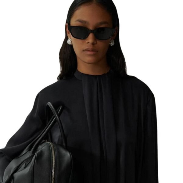 MAGDA BUTRYM ROUND NECK SILK BLOUSE IN BLACK - Image 3