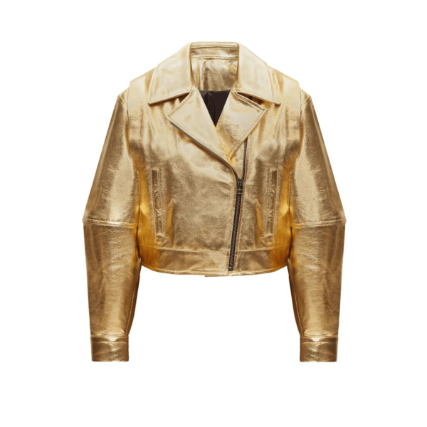 Gold Leather Jacket Women