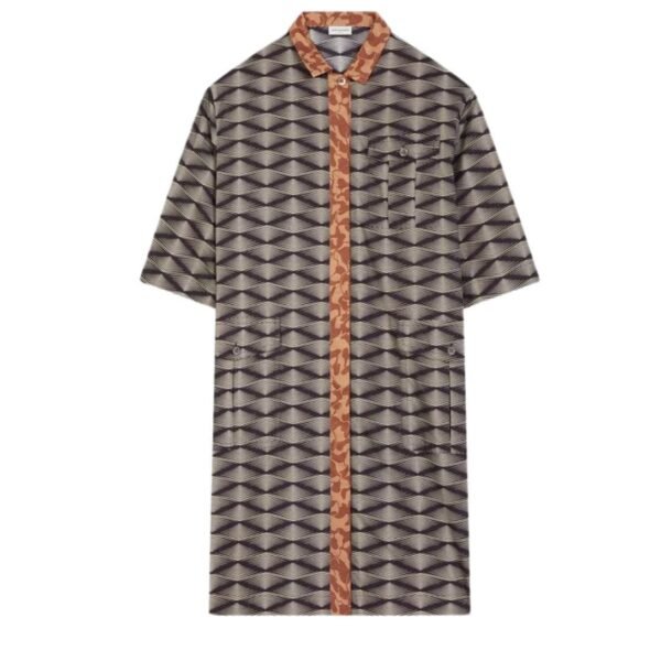 DRIES VAN NOTEN PRINTED SHIRT DRESS BLACK