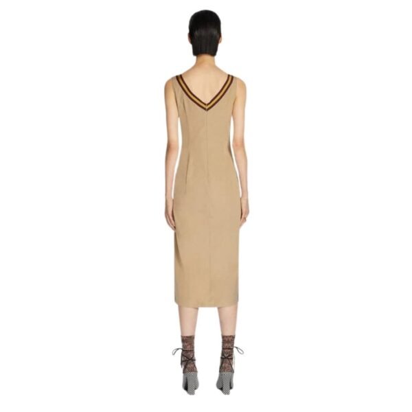 DRIES VAN NOTEN DRAPED COTTON DRESS BEIGE - Image 4