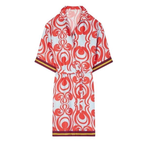 DRIES VAN NOTEN SILK SHIRT DRESS RED