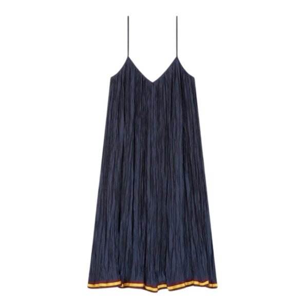 DRIES VAN NOTEN PLEATED SLIP DRESS NAVY