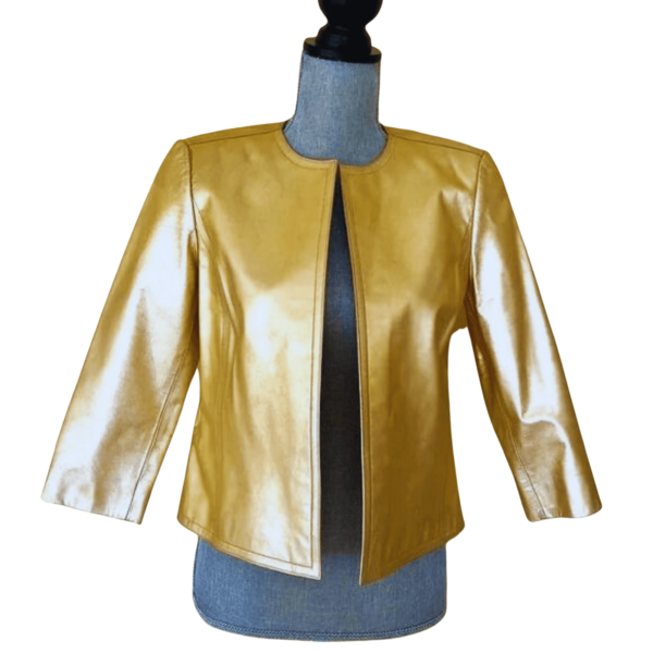 Gold Leather Jacket Women