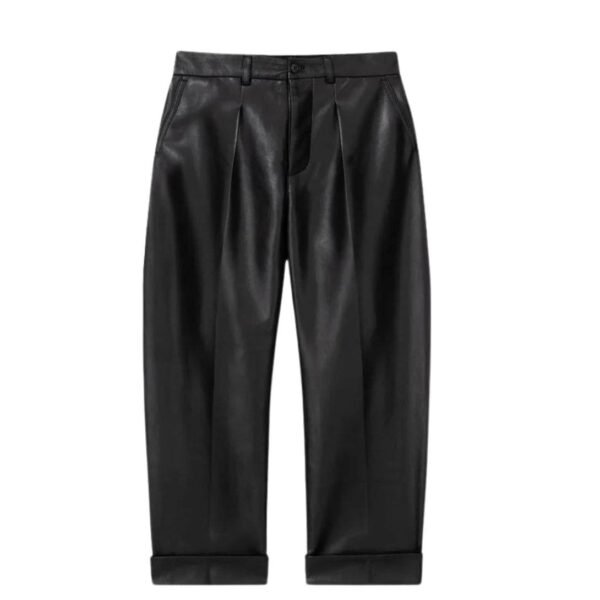 NANUSHKA ZAYDEN REGENERATED LEATHER TAPERED PANTS BLACK - Image 2