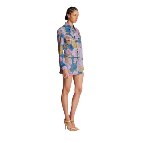 BALMAIN DEINM JACKET WITH PASTEL ROSES - Image 4