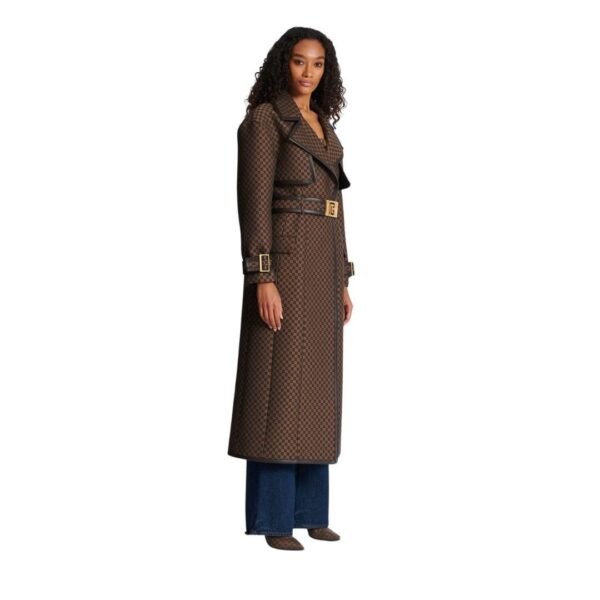 BALMAIN MINI MONOGRAM JACQUARD TRENCH COAT - Image 4