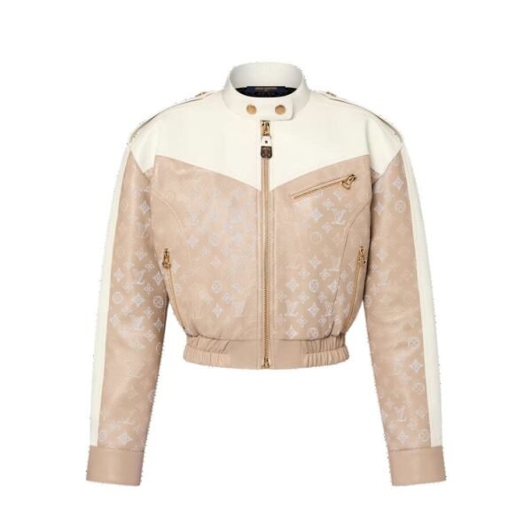 LOUIS VUITTON CROPPED MAHINA MONOGRAM LEATHER JACKET