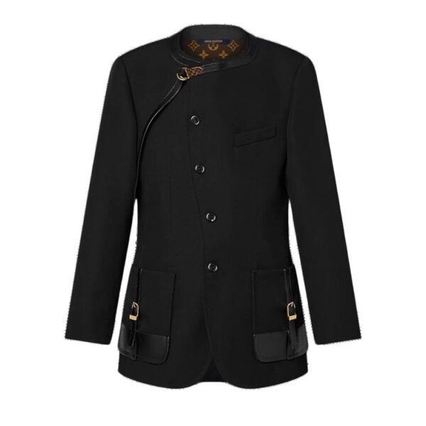 LOUIS VUITTON LEATHER ACCENT ASYMMETRICAL BLAZER