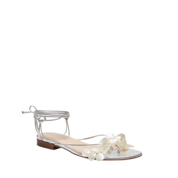 MAGDA BUTRYM WRAP AROUND PEARL SANDALS IN SILVER