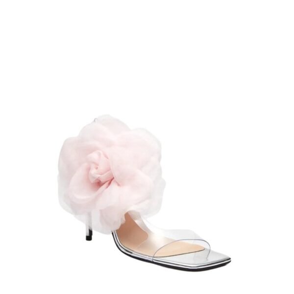 MAGDA BUTRYM ORGANZA FLOWER PVC SANDALS IN MIRROR PINK - Image 2