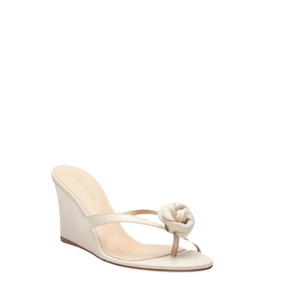 MAGDA BUTRYM WEDGE FLOWER SANDALS IN CREAM LEATHER - Image 2