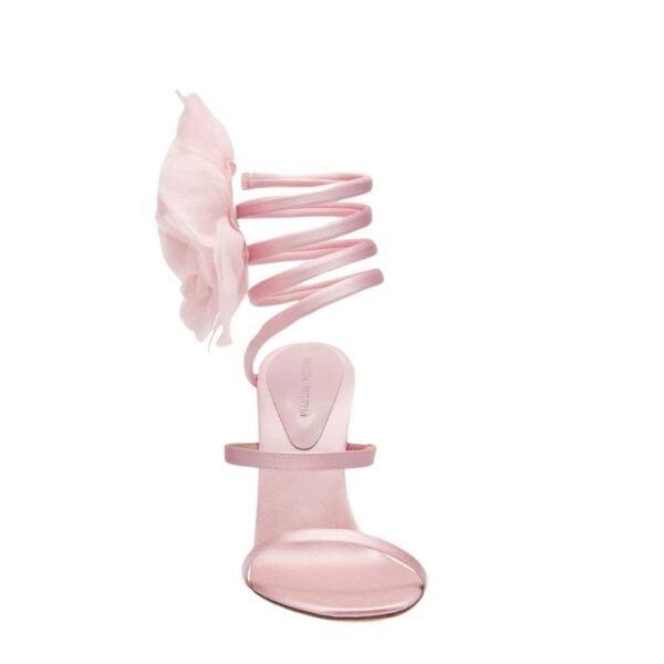 MAGDA BUTRYM SPIRAL SILK-ORGANZA FLOWER HEEL SANDALS IN PINK - Image 3