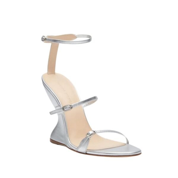 MAGDA BUTRYM INVERTED WEDGE SANDALS IN METALLIC