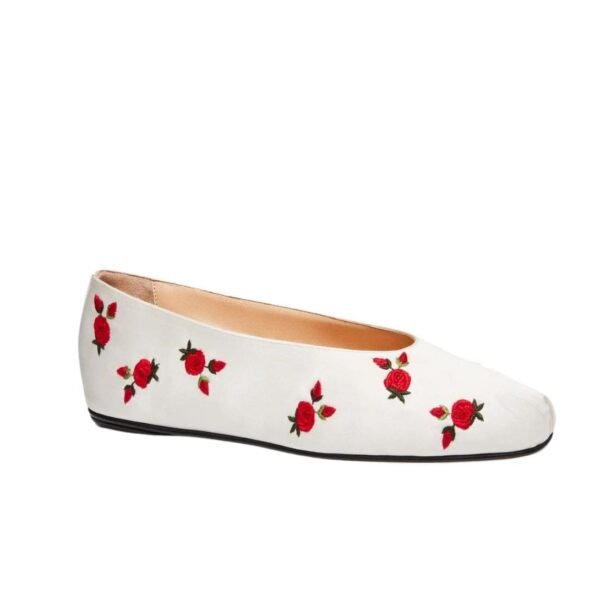 MAGDA BUTRYM SATIN BALLET FLATS IN CREAM - Image 3