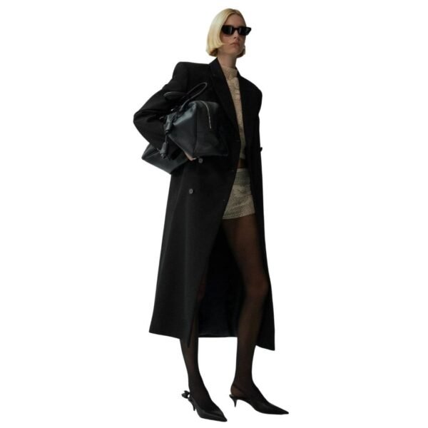 MAGDA BUTRYM LONG CLASSIC WOOL COAT IN BLACK - Image 3