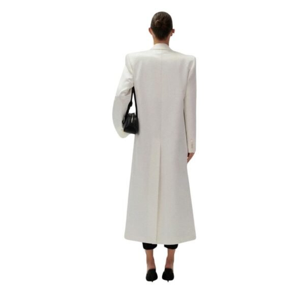 MAGDA BUTRYM CLASSIC DOUBLE BREASTED SILK COAT IN CREAM - Image 4