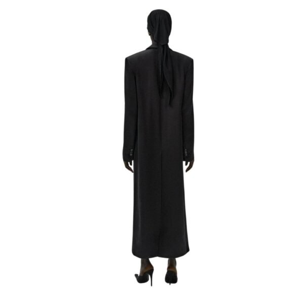 MAGDA BUTRYM CLASSIC DOUBLE BREASTED SILK COAT IN BLACK - Image 4