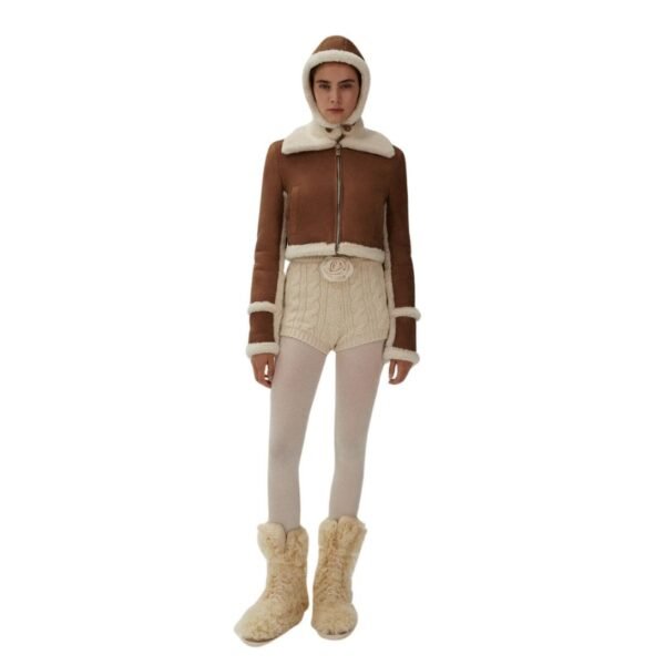 MAGDA BUTRYM CROPPED SHEARLING JACKET IN BEIGE - Image 4