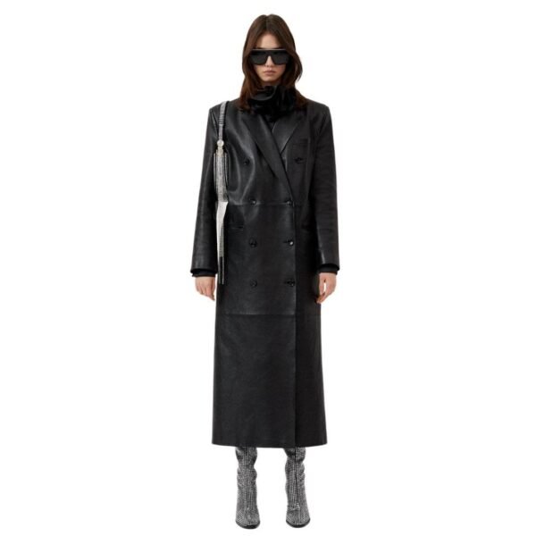 MAGDA BUTRYM LONG LEATHER TAILORED COAT IN BLACK - Image 4