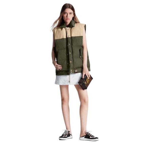 LOUIS VUITTON LEATHER ACCENT SLEEVELESS PUFFER JACKET - Image 2