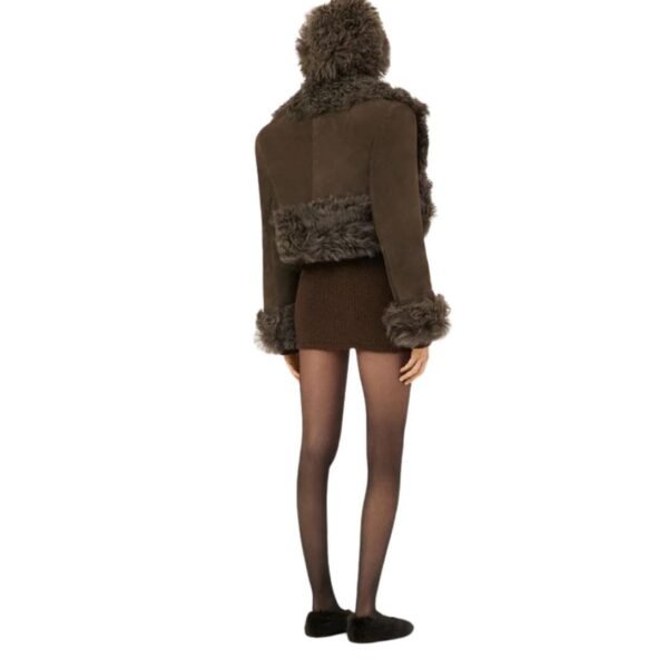 MAGDA BUTRYM CROPPED SUEDE SHEARLING COAT IN BROWN - Image 4