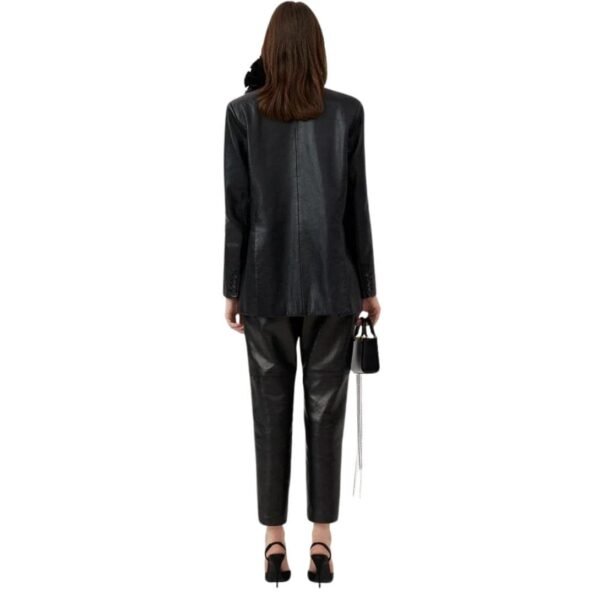 MAGDA BUTRYM OVERSIZED LEATHER BLAZER IN BLACK - Image 4