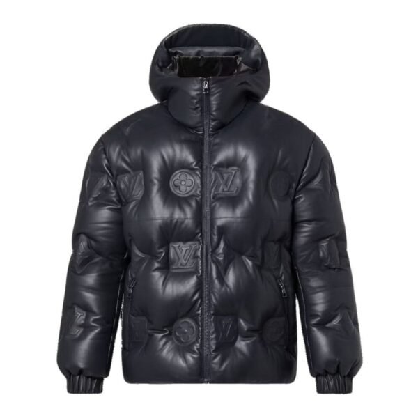 LOUIS VUITTON MONOGRAM LEATHER HOODED DOWN JACKET