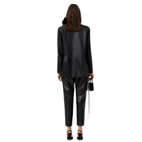 MAGDA BUTRYM OVERSIZED LEATHER BLAZER IN BLACK - Image 4