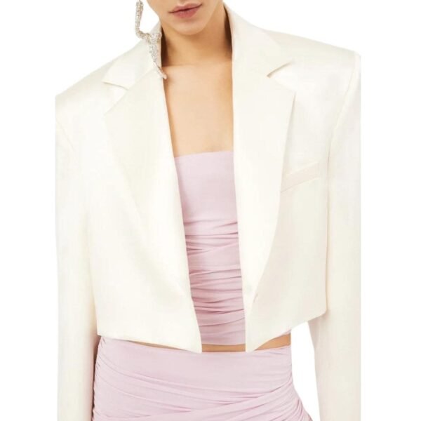 MAGDA BUTRYM CROPPED SILK BLEND BLAZER IN CREAM - Image 5