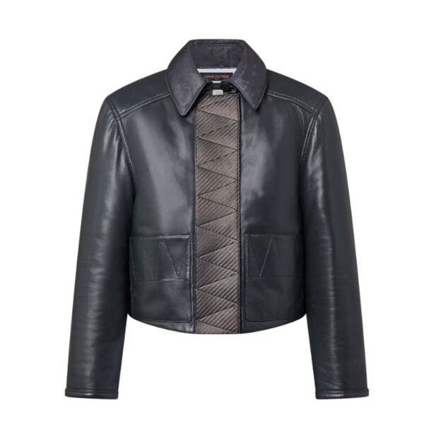 LOUIS VUITTON TOPSTITCHED LEATHER BOXY JACKET