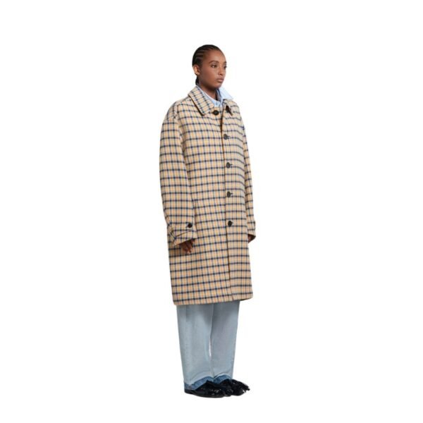 MARNI BLUE AND YELLOW CHECKED WOOL REVERSIBLE COAT - Image 4