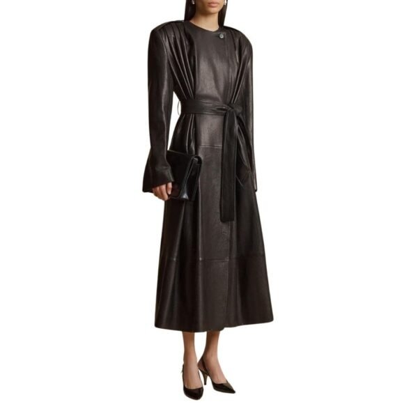 KHAITE THE MINNLER TRENCH IN BLACK LEATHER - Image 4