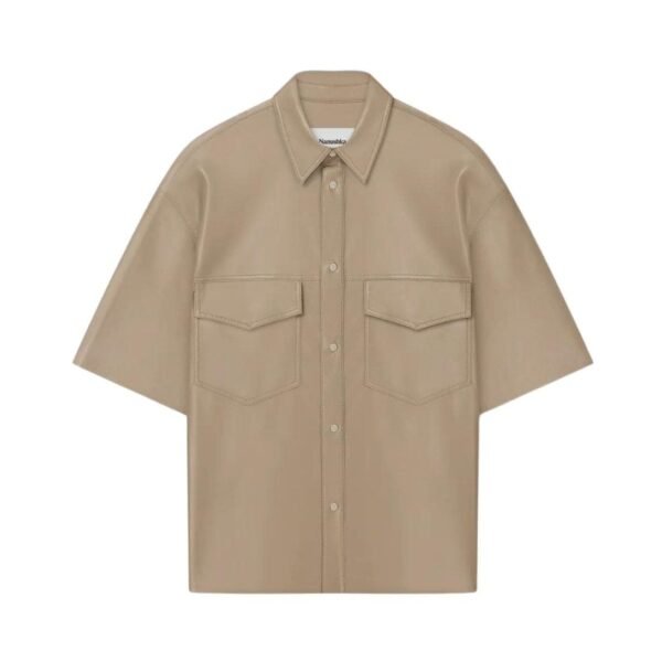 NANUSHKA MANCE OKOBOR ALT-LEATHER SHIRT ASHY TAUPE