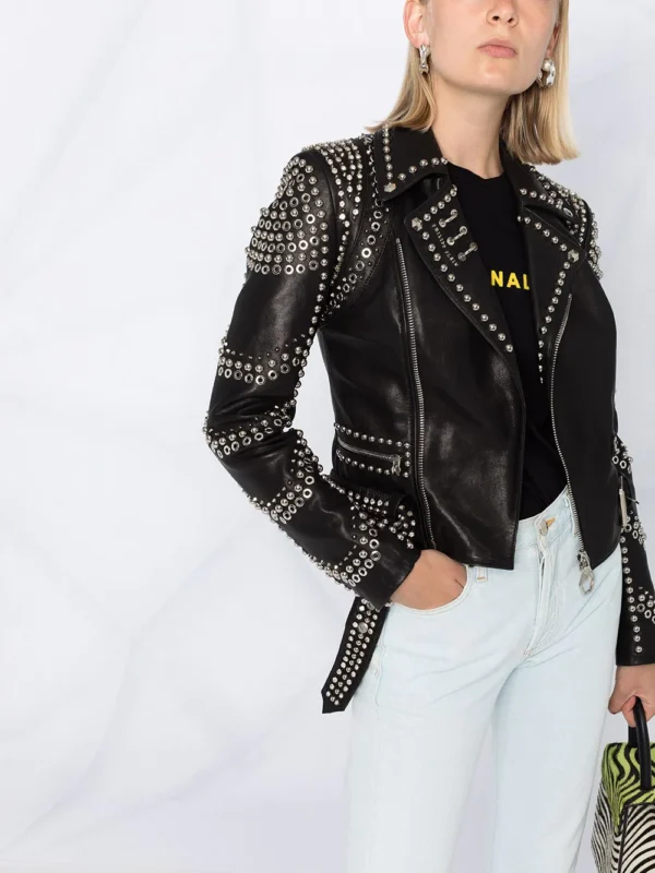 Biker style studded jacket