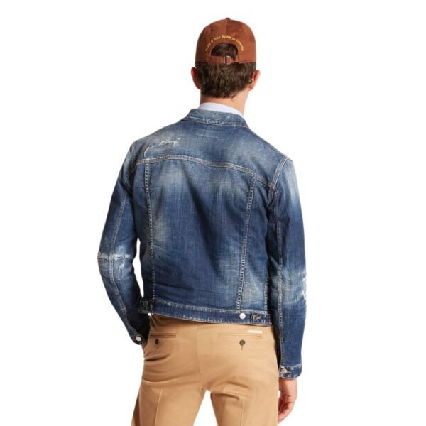 DSQUARED2 DARK RIPPED CAST WASH DENIM DAN JACKET - Image 3