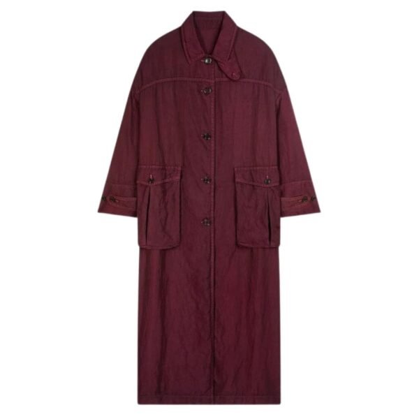 DRIES VAN NOTEN LOOSE OVERDYED COAT BURGUNDY