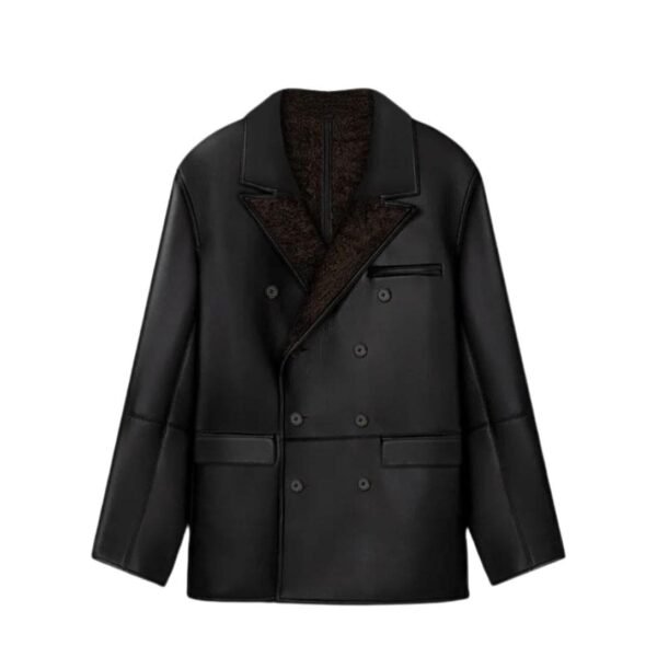 NANUSHKA ANDRO BONDED SHEARING BLAZER BLACK - Image 4