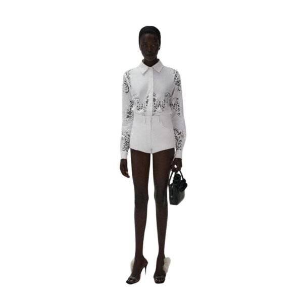 MAGDA BUTRYM CLASSIC COTTON BUTTON UP SHIRT IN WHITE LACE - Image 3