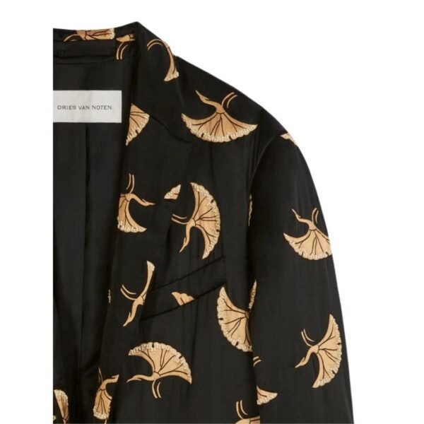 DRIES VAN NOTEN QUILTED SILK BLAZER BLACK - Image 2