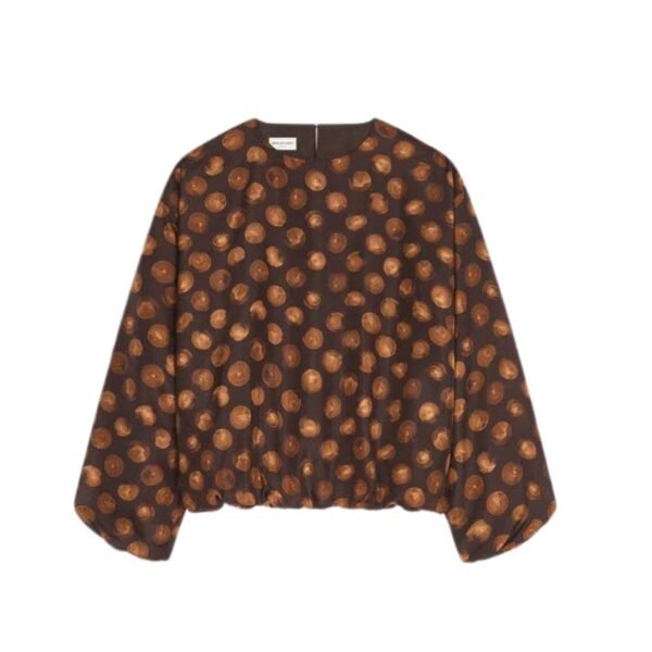 DRIES VAN NOTEN SILK COCOON TOP BROWN