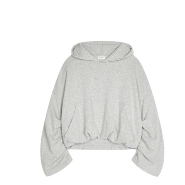 DRIES VAN NOTEN DRAPED HOODIE GREY MELANGE - Image 4