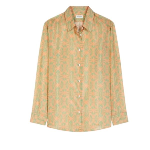 DRIES VAN NOTEN PRINTED SILK SHIRT PEACH