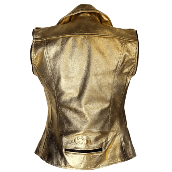 Gold Leather Jacket Women - Image 5