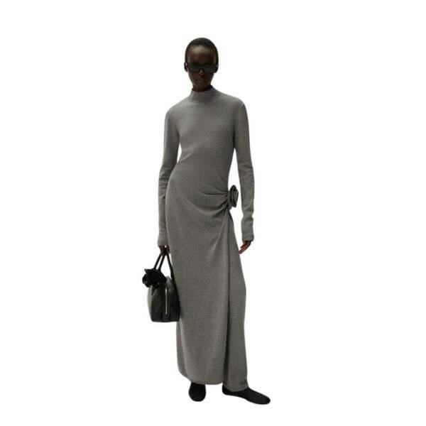 MAGDA BUTRYM HIGH NECK KNIT MAXI DRESS IN GRAY - Image 3