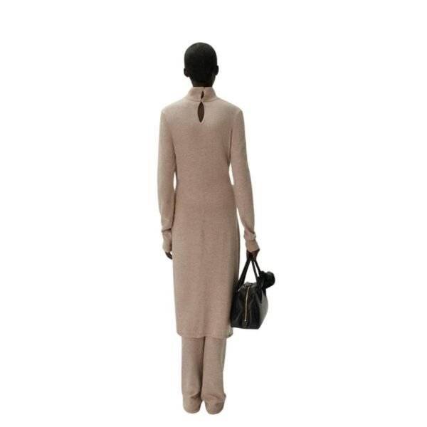 MAGDA BUTRYM HIGH NECK KNIT MIDI DRESS IN BEIGE - Image 4