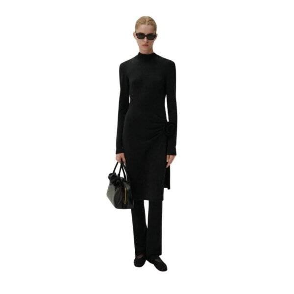 MAGDA BUTRYM HIGH NECK KNIT MIDI DRESS IN BLACK - Image 3